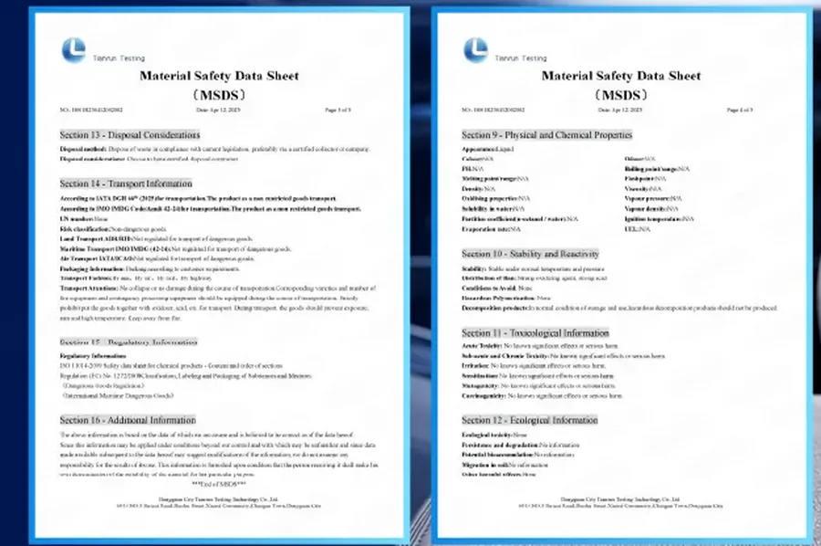 Hai trang Bảng dữ liệu an toàn hoá chất (MSDS) của NOMA 686